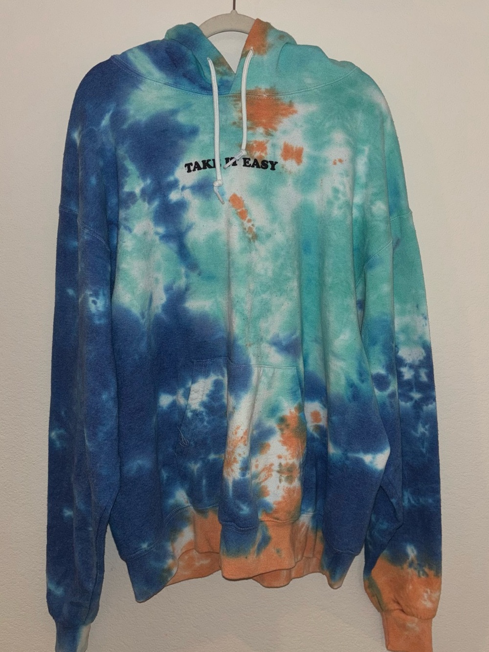 Artist Union Clothing Co. Tie-Dye Zip-Up Hoodie — Blue, Teal & Orange